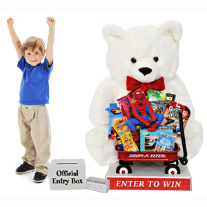 Giant Christmas Teddy Bear with Toys - White